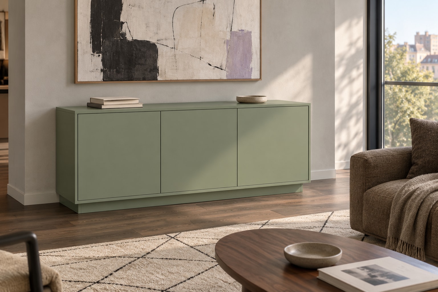 Alero en una casa, con un mueble conocido al lado que da la medida.