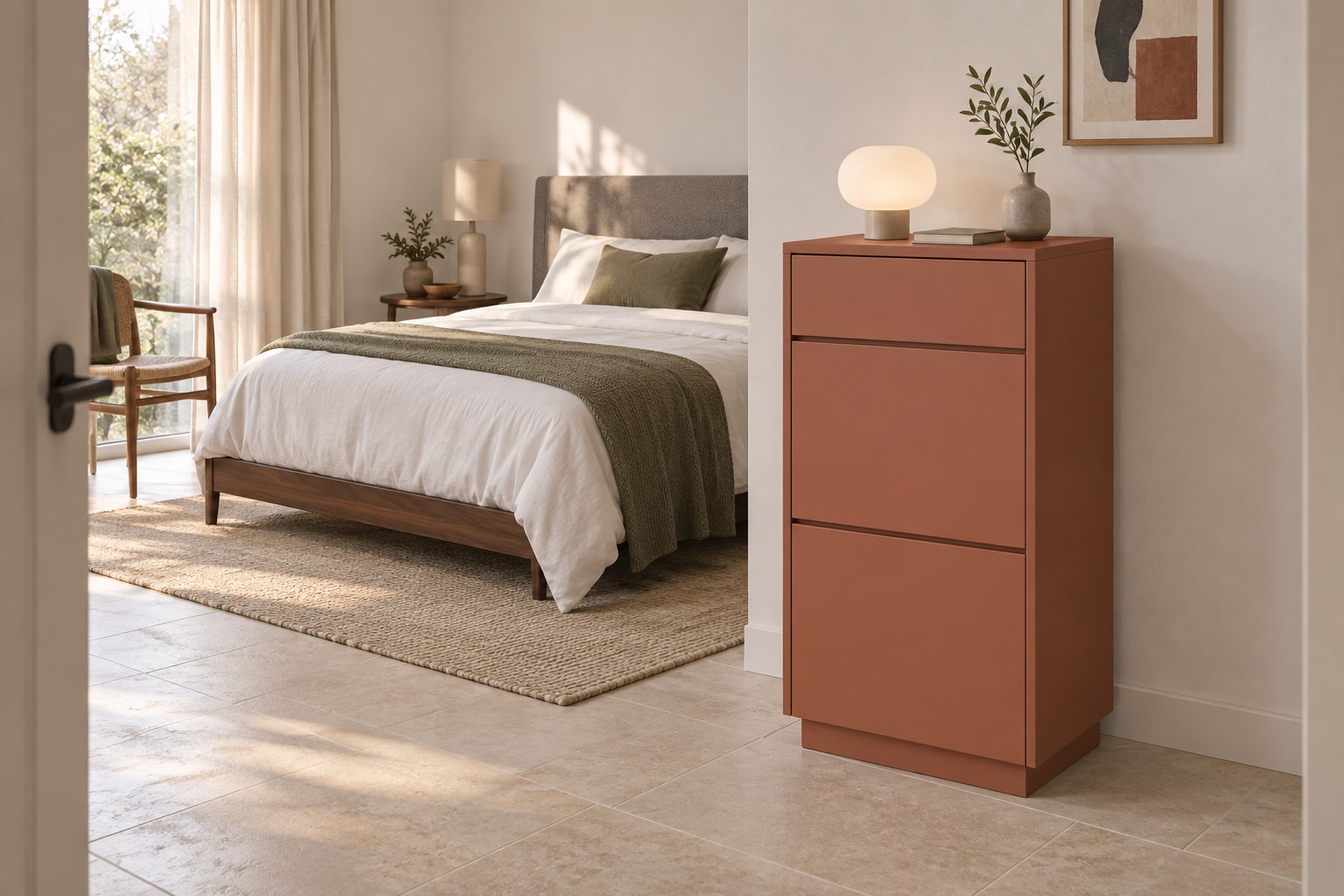 Montante en una casa, con un mueble conocido al lado que da la medida.